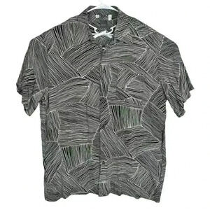 Haupt Shirt Mens‎ 44 XL Abstract Short Sleeve Button Up Germany Viscose /602